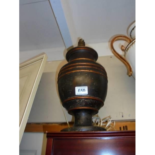 650 - Two lamp bases and a tall vase.  COLLECT ONLY.