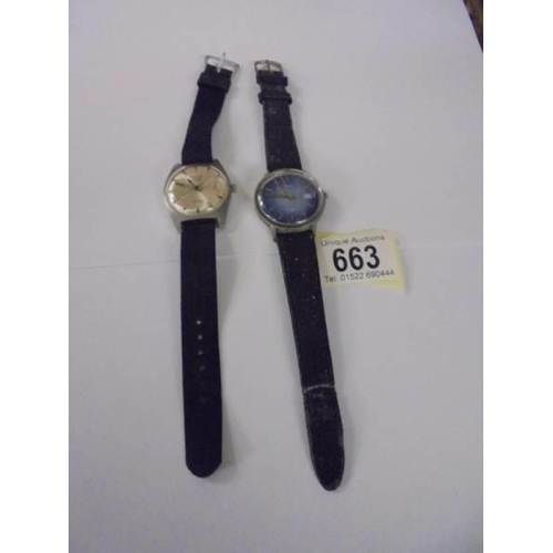 663 - A Sekonda and a Timex wrist watches.