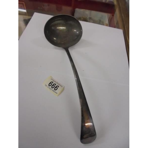 666 - A silverplate soup ladle.