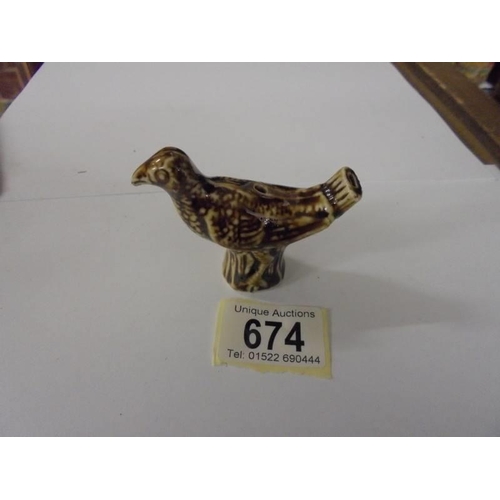 674 - A ceramic bird whistle.