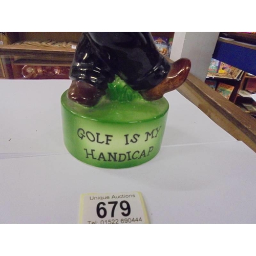 679 - A 'Golf is my Handicap' decanter.