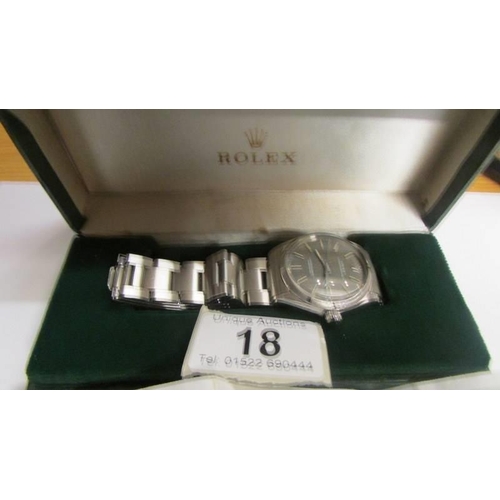 18 - A Rolex Oyster perpetual - 1003, stainless steel case, No. 2153452. Grey dial 34mm diameter, working... 