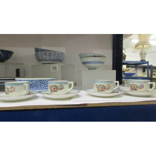 706 - A mixed lot of porcelain teaware, bowls etc.,