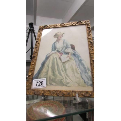 728 - A framed and glazed portrait of a lady.