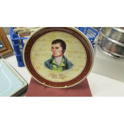 736 - A Robbie Burns collector's plate and an oblong plate with poem 'The Selkirk Grace'.