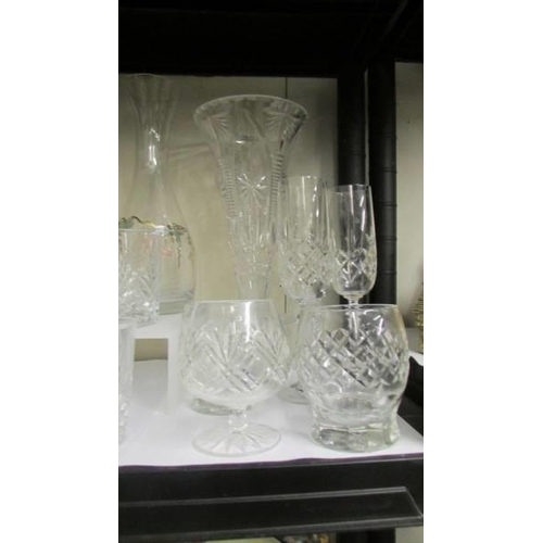 786 - A mixed lot of cut glass vases, glasses etc.,