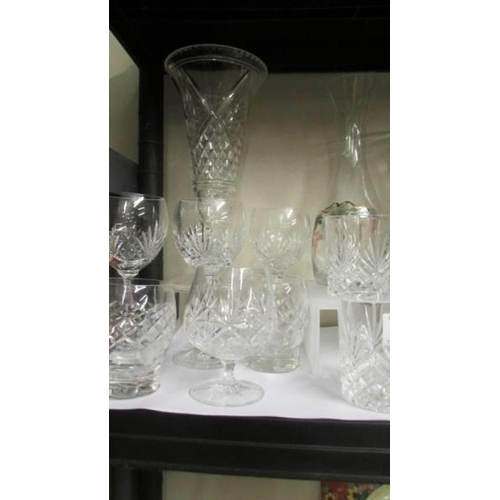 786 - A mixed lot of cut glass vases, glasses etc.,