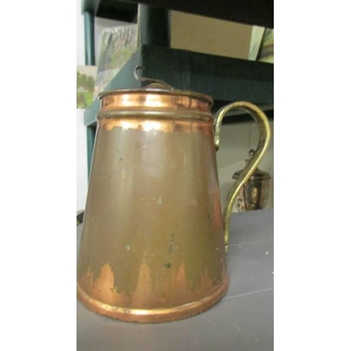 792 - A W A S Benson insulated copper lidded tankard.