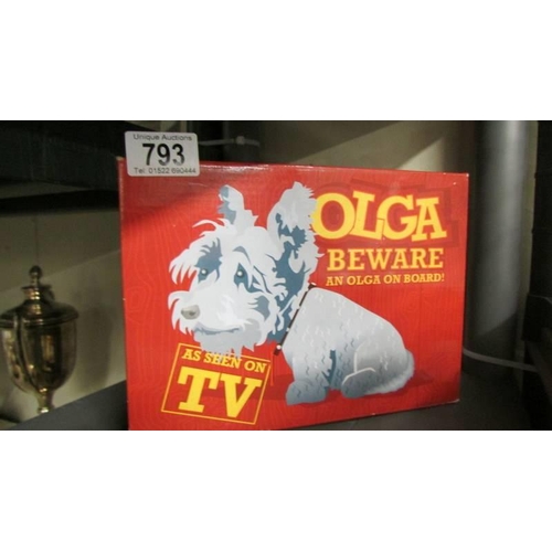 793 - A sealed boxed Paul O'Grady TV Show Olga nodding dog.