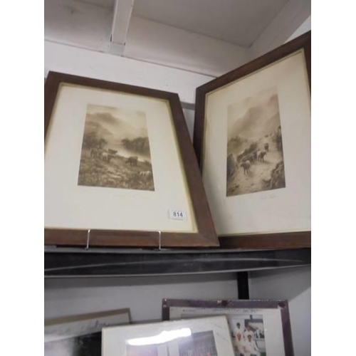 814 - A pair of framed and glazed engravings - End of Loch Lomond and Lock Katrine. COLLECT ONLY.