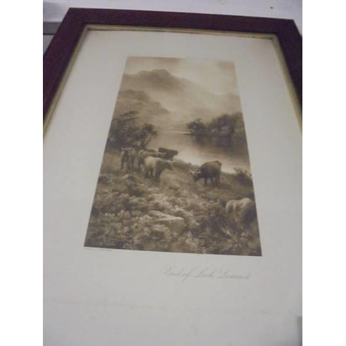 814 - A pair of framed and glazed engravings - End of Loch Lomond and Lock Katrine. COLLECT ONLY.