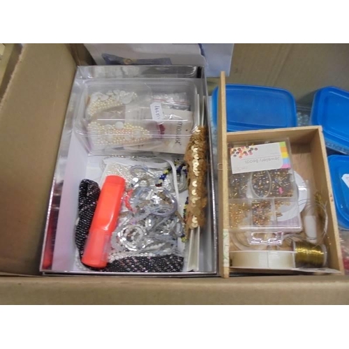 844 - A box of assorted jewellery making materials.