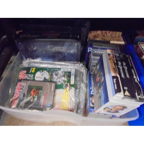 870 - Two large boxes of DVD's etc., including The Prisoner and Danger Man.