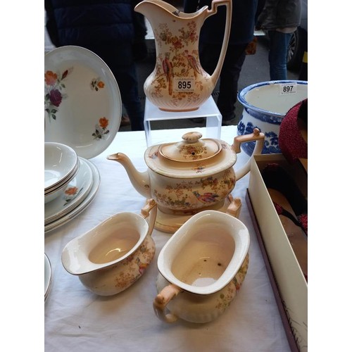 895 - A Crown Ducal 5 piece tea set (small chip to teapot lid)