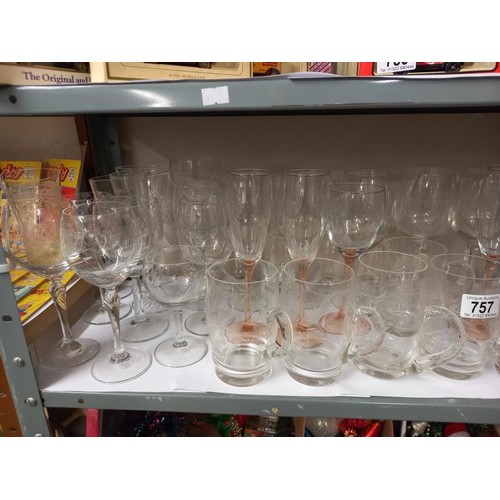 757 - A good lot of assorted drinking glasses.