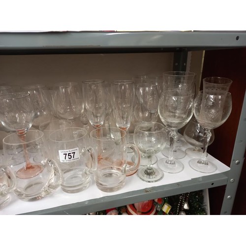 757 - A good lot of assorted drinking glasses.