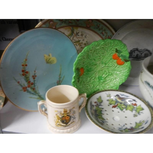 528 - A mixed lot of ceramics including Victorian chamber pot.