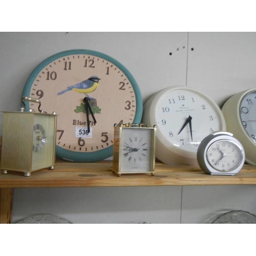 536 - A selection of wall clocks.