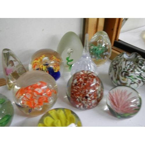 539 - A shelf of assorted paperweights.