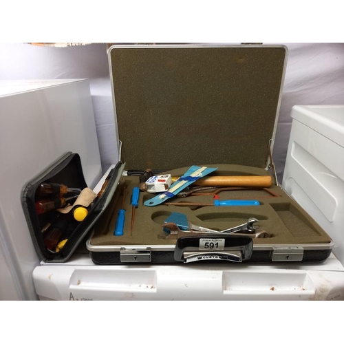 591 - An executive cased set of tools (possibly missing 2 items) etc.