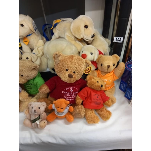 608 - A quantity of Andrex soft toy dogs & a quantity of Teddy Bears