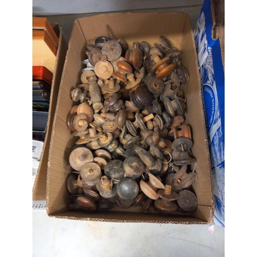 611 - 2 boxes of vintage door knobs, finials etc.