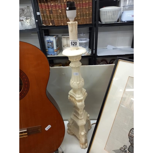 620 - An ormalu style plaster candlestick table lamp (67cm high)