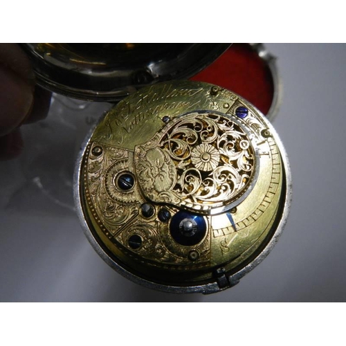 27 - A pocket watch/matching pair case/crown & verge/with key, silver London 1771, bullseye glass, 55mm d... 