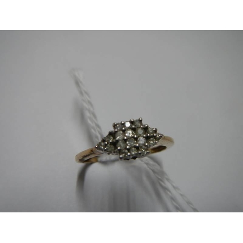 30 - A white gold 15 stone diamond ring, size P, 1.6 grams.