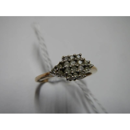 30 - A white gold 15 stone diamond ring, size P, 1.6 grams.