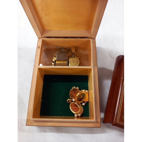 642 - Two vintage Hummel musical jewellery boxes and a Hummel bracelet.