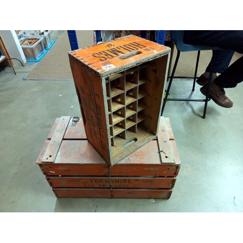 796 - A vintage wooden Holmes bottle crate made by Tait of Hull & a Yorkshire egg producers Ltd pine box