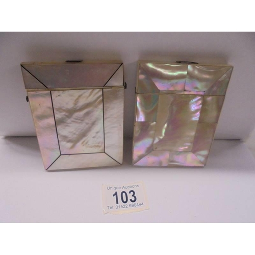 103 - Two large panel mother of pearl card cases.