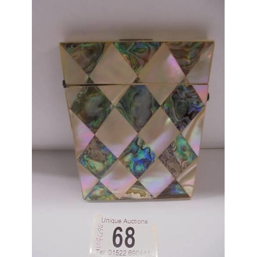 68 - A mother of pearl and abalone card case.