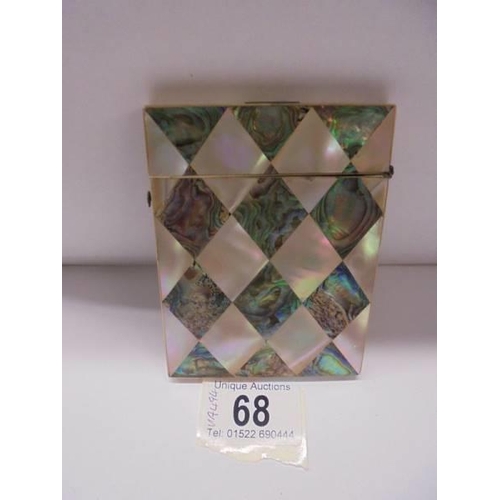 68 - A mother of pearl and abalone card case.