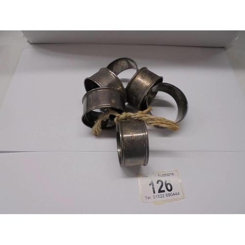 126 - Six silver napkin rings. 75 grams.