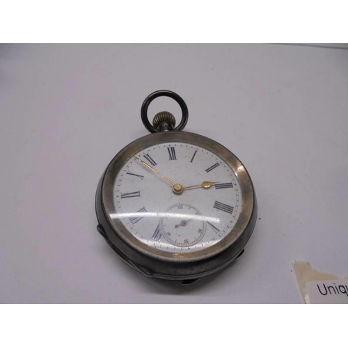 141 - A silver pocket watch and a silver fob watch.