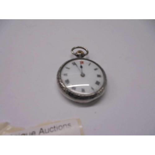 141 - A silver pocket watch and a silver fob watch.