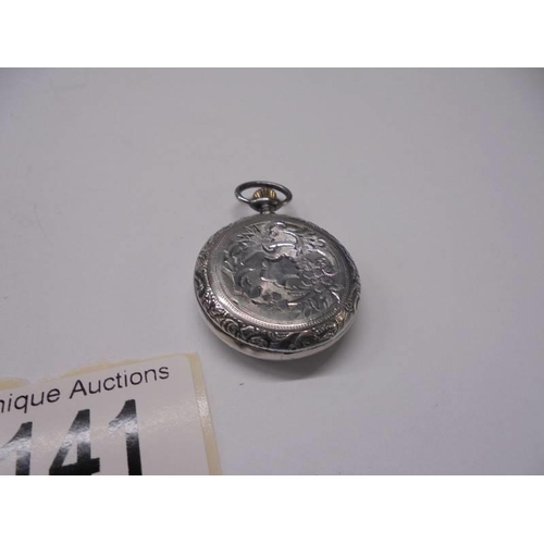 141 - A silver pocket watch and a silver fob watch.