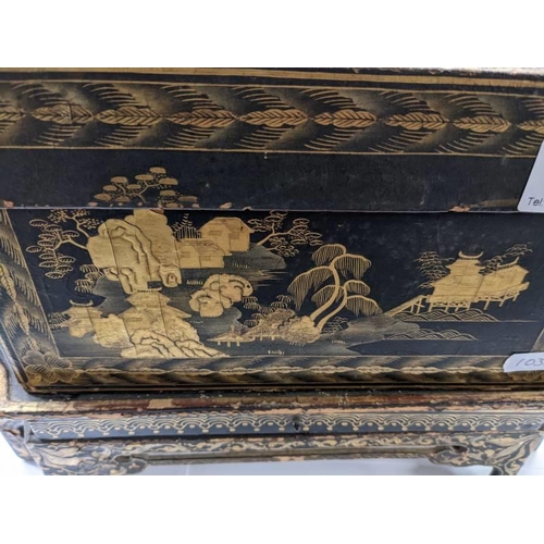 249 - An early Japanese lacquered box on stand, a/f (has had some restoration but needs more).