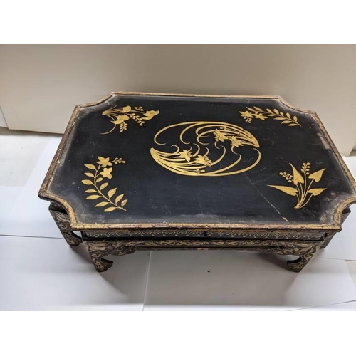 249 - An early Japanese lacquered box on stand, a/f (has had some restoration but needs more).