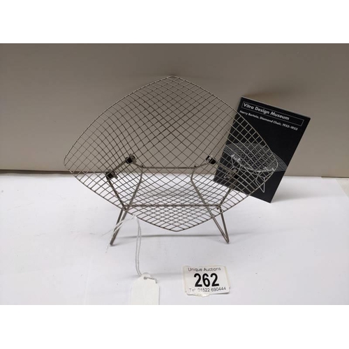 262 - A Vitra Design Museum 1/6 scale Harry Bertoia diamond chair.