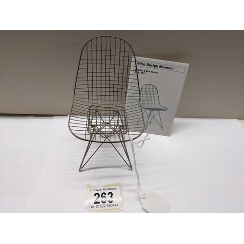 263 - A Vitra Design Museum 1/6 scale Charles R Ray games model wire chair.