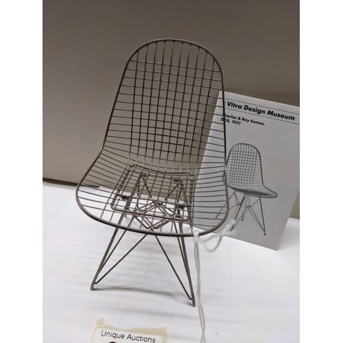 263 - A Vitra Design Museum 1/6 scale Charles R Ray games model wire chair.