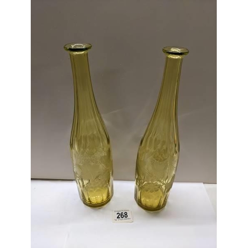 268 - A pair of circa 1910 USA uranium decanters. no stoppers.