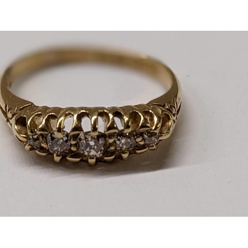 84 - A five stone old cut diamond ring hall marked Birminghan 1912 in 18ct gold, size K, 2.9 grams.