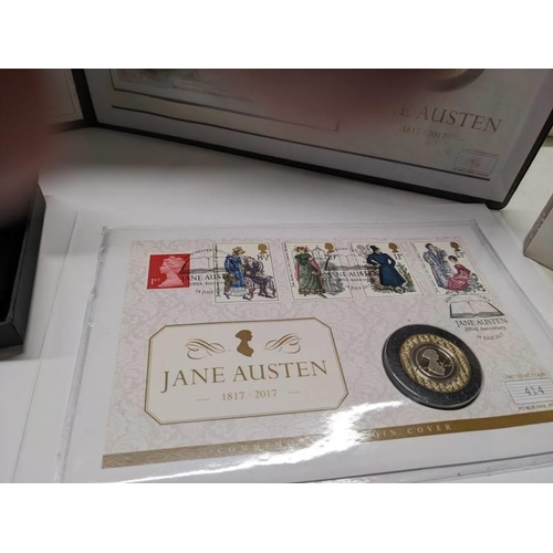 151 - A Jane Austen 200th limited edition UK stamp, coin and bank note cover, a limited edition stamp and ... 