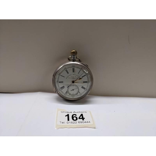 164 - A 19th century William Williams 1/16 second stopwatch, serial No. 1940 in Chester 1890 silver case.