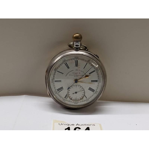 164 - A 19th century William Williams 1/16 second stopwatch, serial No. 1940 in Chester 1890 silver case.