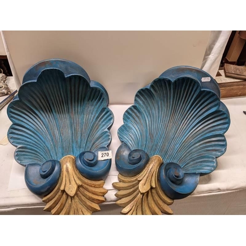 270 - A pair of classical style wall sconces in blue and gilt. COLLECT ONLY.